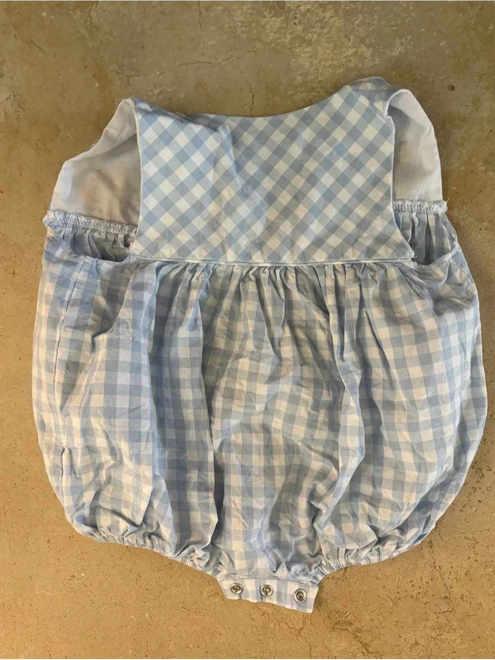 Seaux Smocked Blue Gingham Noah’s Ark Button Down Bubble size 9 months